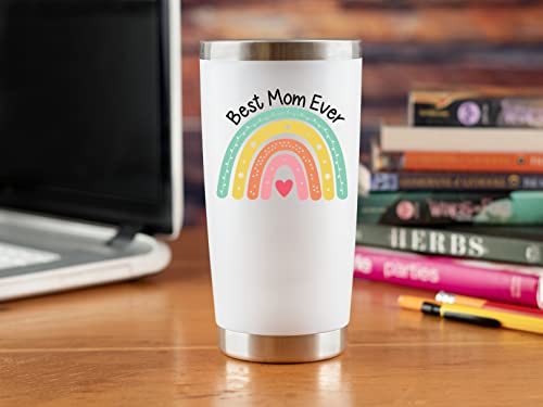 Gifts for Mom from Daughter, Son -Best Mom Ever- 20oz Tumbler Mug - Unique Gift Idea for Mother, Wife, Birthday Present, Husband, Kids, Cute Cup