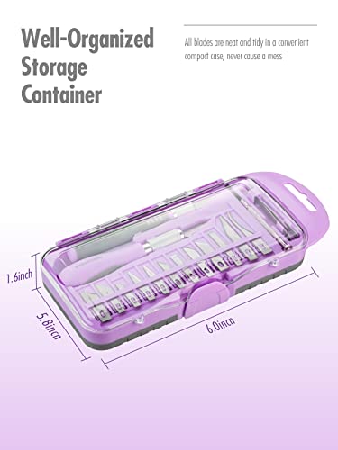 FantastiCAR Craft Knife Precision Cutter Hobby Knife Blades Set (18pcs) for Art Work, Scrapbooking, Stencil, Architecture Modeling, Wood Leather Working (Purple)
