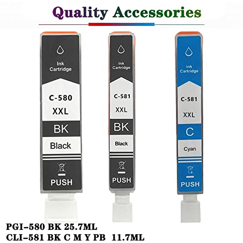 OGLU PGI-580 CLI-581 XL Compatible Ink Cartridges for Canon PIXMA TS705 TR7550 TR8550 TS6150 TS6151 TS6250 TS6251 TS8150 TS8151 TS8152 TS8250 TS8251 Printer 1set 5pcs