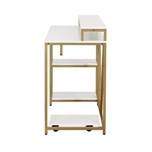 Techni Mobili Computer Desk - Industrial Writing Desk with Storage Shelves, Monitor Stand, & Accessory Holder - Home Office Laptop Computer Table with CPU Caddy & 2-Tier Small Bookshelf Space