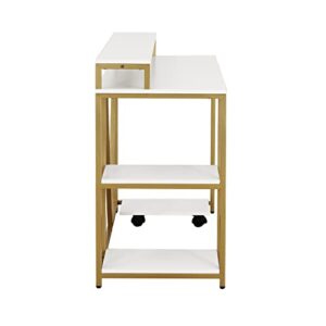Techni Mobili Computer Desk - Industrial Writing Desk with Storage Shelves, Monitor Stand, & Accessory Holder - Home Office Laptop Computer Table with CPU Caddy & 2-Tier Small Bookshelf Space