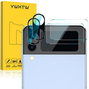 ywxtw for 2 pack samsung galaxy z flip 4 front screen protector and 2 pack camera lens protector, hd clear anti-scratch tempered glass camera screen protector [does not affect night shots]
