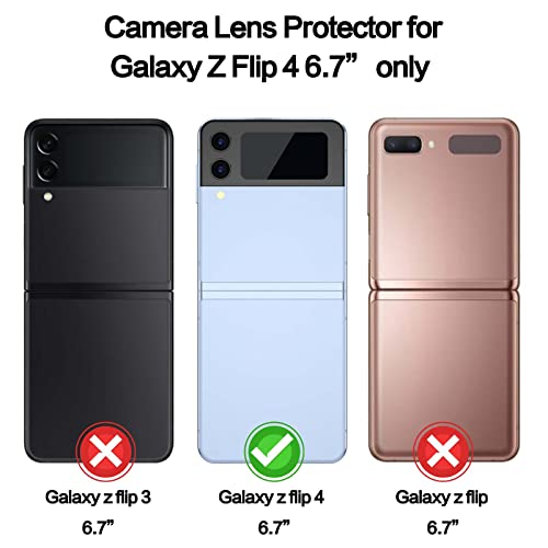 YWXTW for 2 Pack Samsung Galaxy Z Flip 4 Front Screen Protector and 2 Pack Camera Lens Protector, HD Clear Anti-Scratch Tempered Glass Camera Screen Protector [Does not Affect Night Shots]