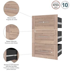 Bestar 3 Drawer Set for Pur Shelving Unit in Rustic Brown