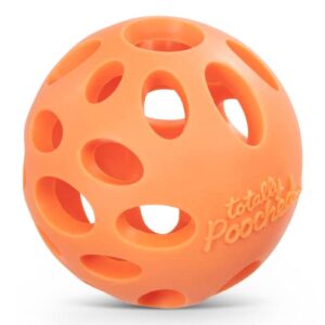 messy mutts totally pooched huff'n puff ball | 3.1” tpr puzzle ball for dogs | 2-in-1 durable interactive toy and tooth cleaner | orange