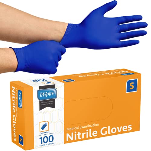 Inspire Cobalt Blue Exam Grade Nitrile Gloves Size XL, Box of 100