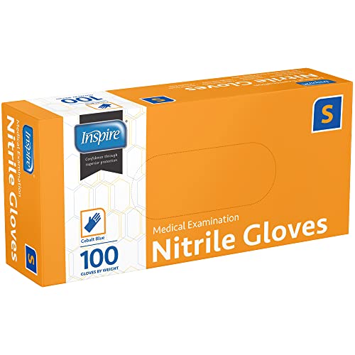 Inspire Cobalt Blue Exam Grade Nitrile Gloves Size XL, Box of 100