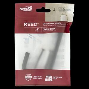 National Hardware N337-915 Reed Modern Hook, 4", Matte Black