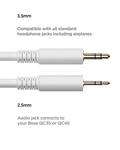 GALVANOX Replacement Cord for Bose Headphone Cable Compatible with Bose QC35 II / QC45 (White)