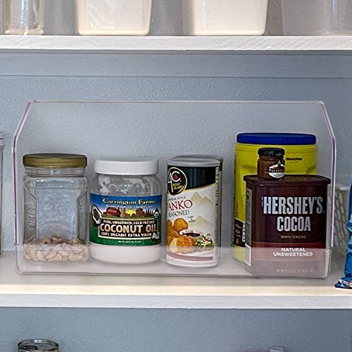 Emeril Lagasse Stackable Plastic Food Storage Organizer Bin Basket with Open Front for Household Kitchen Cabinets, Pantry, Offices, Closets, Bedrooms, Bathrooms 12.2" Wide, 2 Pack - Clear