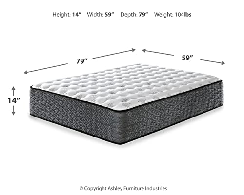 Signature Design by Ashley 14.5 Inch Ultra Luxury Firm Tight Top with Memory Foam Mattress, Queen, White