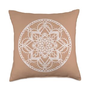vintage yoga aesthetic meditation room decor lotus mandala throw pillow, 18x18, multicolor