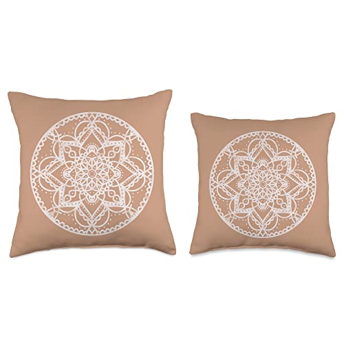 Vintage Yoga Aesthetic Meditation Room Decor Lotus Mandala Throw Pillow, 18x18, Multicolor