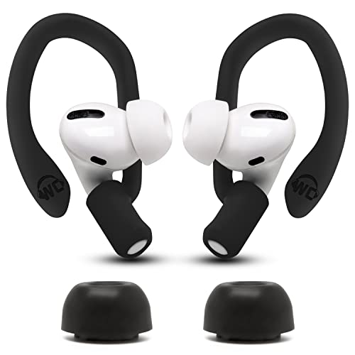 WC HookZ + WC TipZ - Over Ear Hooks and Memory Foam Tips Combo for Airpods Pro by Wicked Cushions | Black & Black