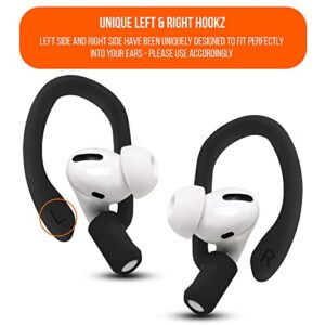 WC HookZ + WC TipZ - Over Ear Hooks and Memory Foam Tips Combo for Airpods Pro by Wicked Cushions | Black & Black