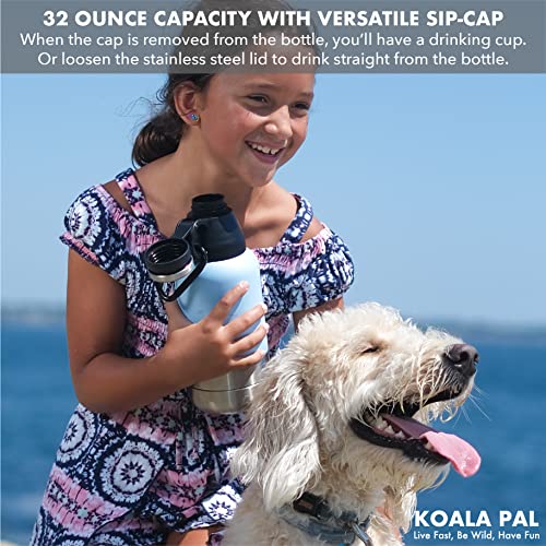 KOALA PAL 32oz Portable Dog Water Bottle w/Dog Bowls, Dog Travel Water Bottle + Travel Dog Bowls, Human and Dog Water Bottle, Dog Water Bowl Dispenser, Dog Travel Bowl, Travel Accessories for Dogs