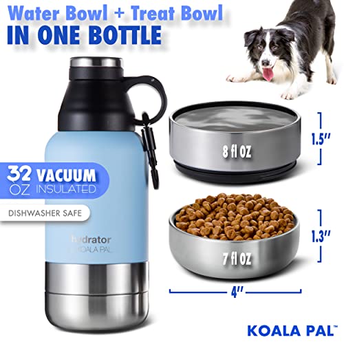 KOALA PAL 32oz Portable Dog Water Bottle w/Dog Bowls, Dog Travel Water Bottle + Travel Dog Bowls, Human and Dog Water Bottle, Dog Water Bowl Dispenser, Dog Travel Bowl, Travel Accessories for Dogs