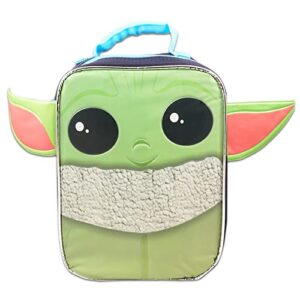 Fast Forward Baby Yoda Backpack with Lunch Box Set - Bundle with Baby Yoda Backpack, Baby Yoda Lunch Box, Water Bottle, Stickers, More | Star Wars Backpack Kids