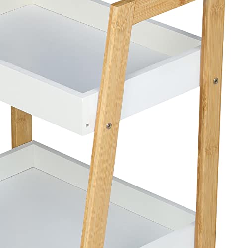 Magshion 4-Tier Ladder Shelf Casual Home Basics Modern Bookshelf Organizer, Storage Rack Shelves, Decorative Leaning Bookshelf for Bathroom, Living Room, Corner Display Bookcase