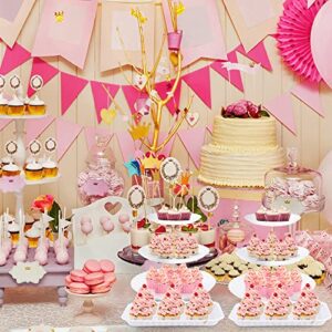 Ctfflhhy 6pcs Cupcake Stand Set with 2 3 Tier Cake Stand + 4 Square Plastic Serving Trays for Wedding Birthday Party