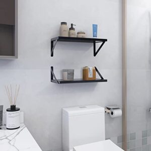 Black Floating Shelves, Modern Black Wall Shelf for Bathroom, Wood Floating Shelf Wall Mounted for Home Decor, Storage Hanging Shelves for Living Room, Bedroom, Office