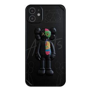 dowintiger cool iphone 12 case for boys men, kawaii 3d cartoon street fashion shockproof protection tpu and imd protective designer case for iphone 12 - black