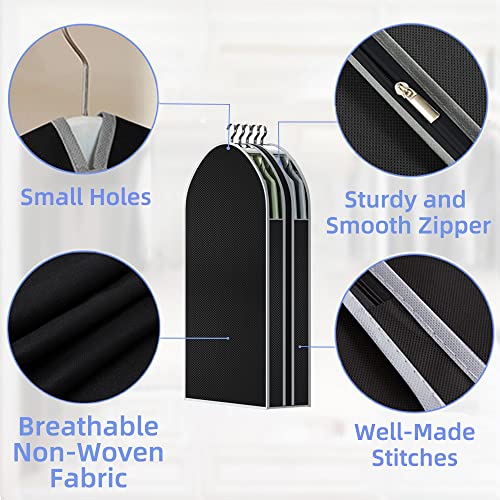 TOSHISON Hanging Garment Bags, 5 Pcs Suit Bag with 6.3" Gusset, Garment Bags for Storage, Garment Bags for Hanging Clothes, Suit Bags for Closet Storage, Suit Cover for Clothes