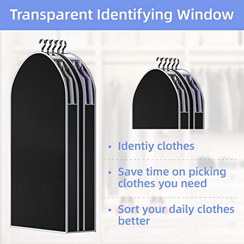 TOSHISON Hanging Garment Bags, 5 Pcs Suit Bag with 6.3" Gusset, Garment Bags for Storage, Garment Bags for Hanging Clothes, Suit Bags for Closet Storage, Suit Cover for Clothes