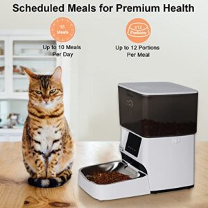 DOEL Automatic Cat Feeder Timed and Quantitative Feeding with Stainless Steel Bowl APP Remote Control with Dual Power Dry Food Pet Feeder 4L