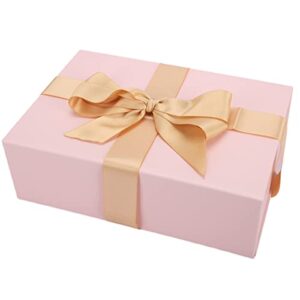 mondepac gift box 11x7.5x3.5 inches,pink gift box with magnetic lid，large gift box contains card, ribbon, shredded paper filler gift box for valentine's day gift packaging