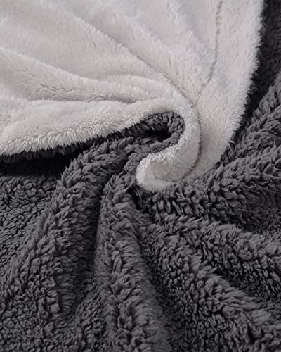 Panku Ultra-Soft Micromink Thick Sherpa Blanket Twin Size for Bed, Reversible Fuzzy Warm Throw Blanket All Season for Men Women Gifts (60X80 Black and Grey)