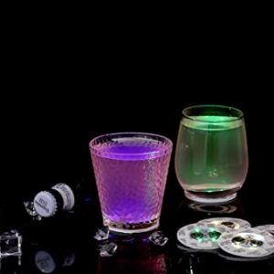 HANCIRCLE LED Coaster White,12 Pack Light Up Coasters,LED Sticker Lights,Wine Bottle Lights,for Drinks,Bar Accessories,Party,Wedding