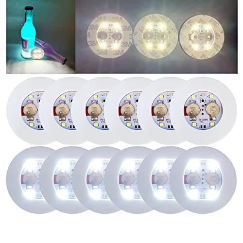 HANCIRCLE LED Coaster White,12 Pack Light Up Coasters,LED Sticker Lights,Wine Bottle Lights,for Drinks,Bar Accessories,Party,Wedding