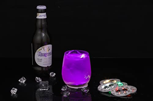 HANCIRCLE LED Coaster White,12 Pack Light Up Coasters,LED Sticker Lights,Wine Bottle Lights,for Drinks,Bar Accessories,Party,Wedding