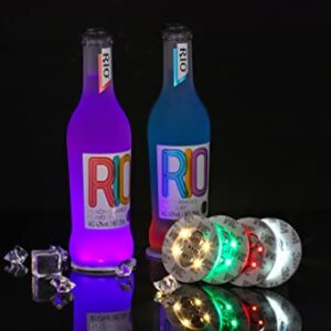 HANCIRCLE LED Coaster White,12 Pack Light Up Coasters,LED Sticker Lights,Wine Bottle Lights,for Drinks,Bar Accessories,Party,Wedding