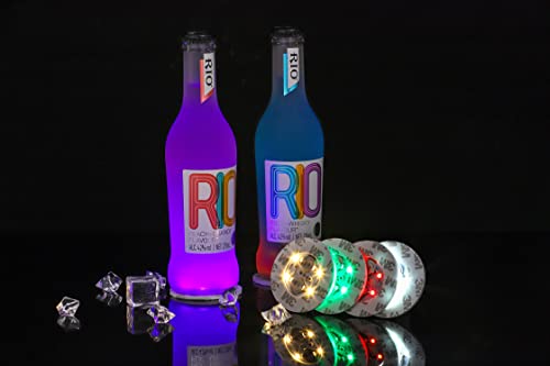 HANCIRCLE LED Coaster White,12 Pack Light Up Coasters,LED Sticker Lights,Wine Bottle Lights,for Drinks,Bar Accessories,Party,Wedding