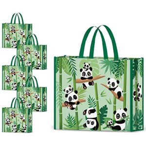 nymphfable 5 pack reusable shopping bags panda bamboo grocery bags waterproof tote bag gift bags 50lbs