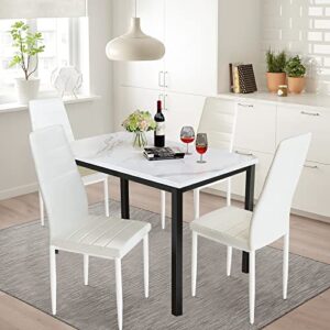 faux marble dining set for small spaces kitchen 4 table with chairs home furniture