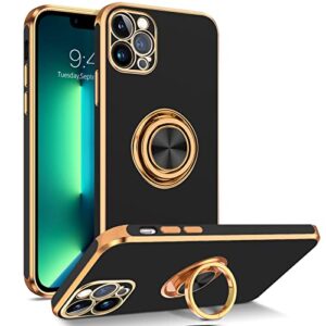 bentoben iphone 13 pro case, iphone 13 pro phone case, slim fit 360° ring holder kickstand magnetic car mount supported protective non-slip girls boys women men case cover for iphone 13 pro 6.1, black