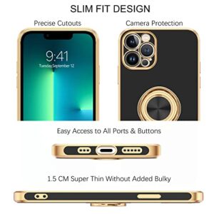 BENTOBEN iPhone 13 Pro Case, iPhone 13 Pro Phone Case, Slim Fit 360° Ring Holder Kickstand Magnetic Car Mount Supported Protective Non-Slip Girls Boys Women Men Case Cover for iPhone 13 Pro 6.1, Black