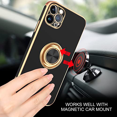 BENTOBEN iPhone 13 Pro Case, iPhone 13 Pro Phone Case, Slim Fit 360° Ring Holder Kickstand Magnetic Car Mount Supported Protective Non-Slip Girls Boys Women Men Case Cover for iPhone 13 Pro 6.1, Black