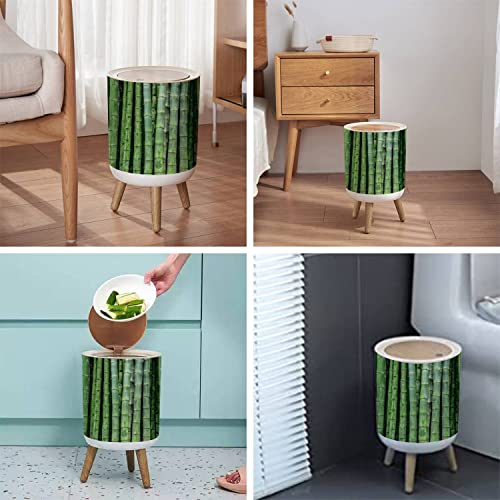 LGCZNWDFHTZ Small Trash Can with Lid for Bathroom Kitchen Office Diaper Deep Green Bamboo Forest Closeup Bedroom Garbage Trash Bin Dog Proof Waste Basket Cute Decorative