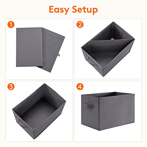 Lifewit 20L Foldable Clothes Storage Bins for Closet Collapsible Sturdy Fabric Storage Basket Cube with 2 Reinforced Dual Handles Fabric Closet Organizers, 3 Packs, Large, Grey