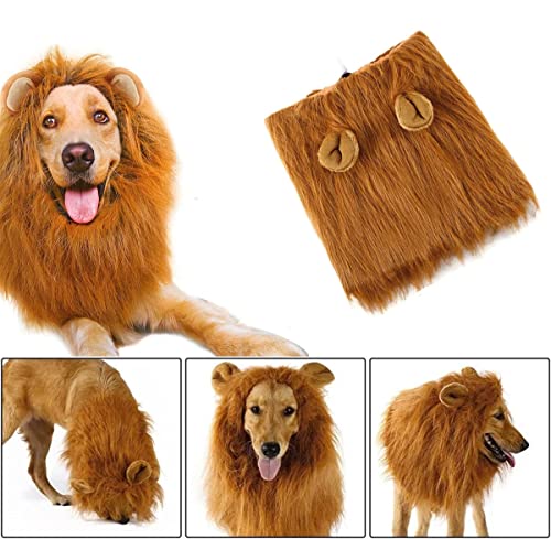 Dog Costume Lion Mane Halloween Costume Realistic & Funny Lion Mane for Pet Dogs – Ideal for Halloween, Dog Birthday, Dog Cosplay, Dog Outfits, Pet Clothes