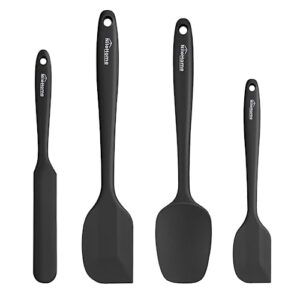 nilehome silicone spatula set, rubber spatula high heat-resistant premium bpa-free one piece seamless design cooking spatulas utensils set for kitchen 4pack(black)