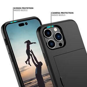 Nvollnoe for iPhone 14 Pro Max Case with Card Holder Heavy Duty Protective Dual Layer Shockproof Hidden Card Slot Slim Wallet Case for iPhone 14 Pro Max for Women&Men(Black)