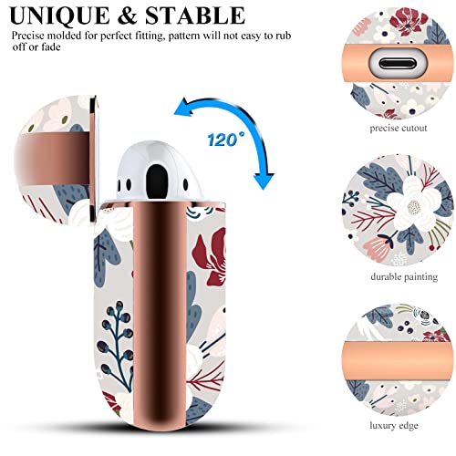 Happypapa Stylish Pattern Case for Apple AirPods 2 & 1, Flowers Berries Airpods Case for Women Girls Kids Men Full Protective Case Cover with Keychain