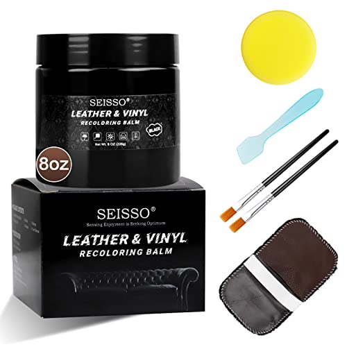 SEISSO Leather Recoloring Balm - Leather Repair Kit Furniture - Leather Repair Kits for Couches - Leather Restorer for Couches Black Car Seat, Sofa, Boots - Leather Dye Black