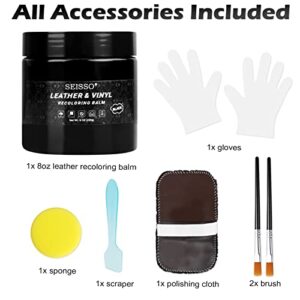 SEISSO Leather Recoloring Balm - Leather Repair Kit Furniture - Leather Repair Kits for Couches - Leather Restorer for Couches Black Car Seat, Sofa, Boots - Leather Dye Black