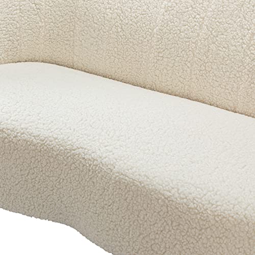 HULALA HOME Modern Loveseat Sofa with Gold Legs, Small Armless 2-Seater Sofa with Flower Shaped Back, Comfy Upholstered Love Seats Couch for Bedroom, Living Room, Office, Apartment, Small Space/Ivory